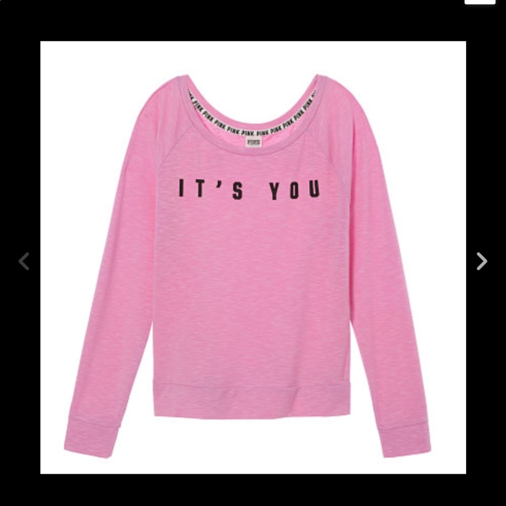 PINK Crewneck Off Shoulder Sz Med